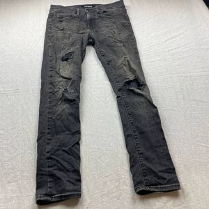 Express Hyper Stretch Skinny Jeans Mens Size 29X30 Black Denim Distressed Casual